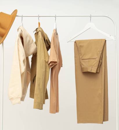 Wardrobe rack with different clothes, concept of different clothes